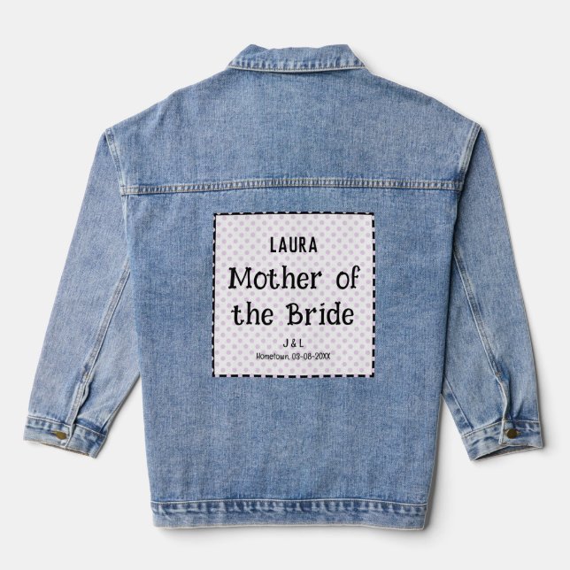 Mother of the Bride Stylish Wedding Personalised Denim Jacket (Back)
