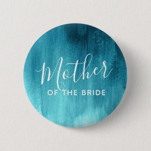 Mother of the bride teal aqua abstract pin