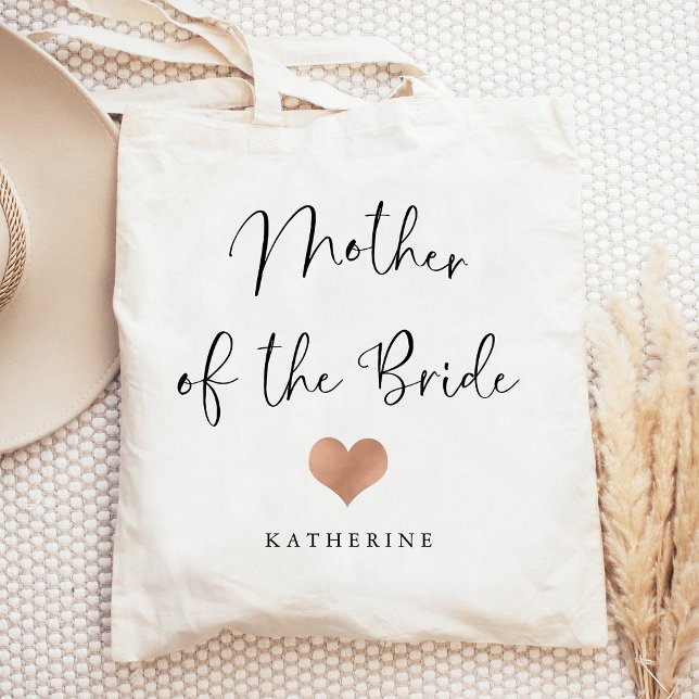 Mother of the Bride | Trendy Script and Heart Tote Bag (Creator Uploaded)