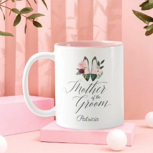Mother of the Bride   Watercolor Floral High Heels Two-Tone Coffee Mug