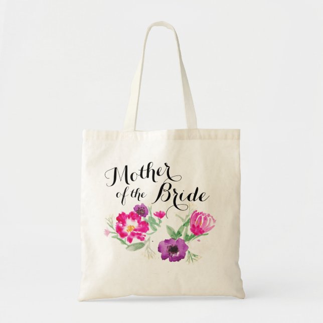 Mother of the Bride Watercolor Flowers Tote (Front)