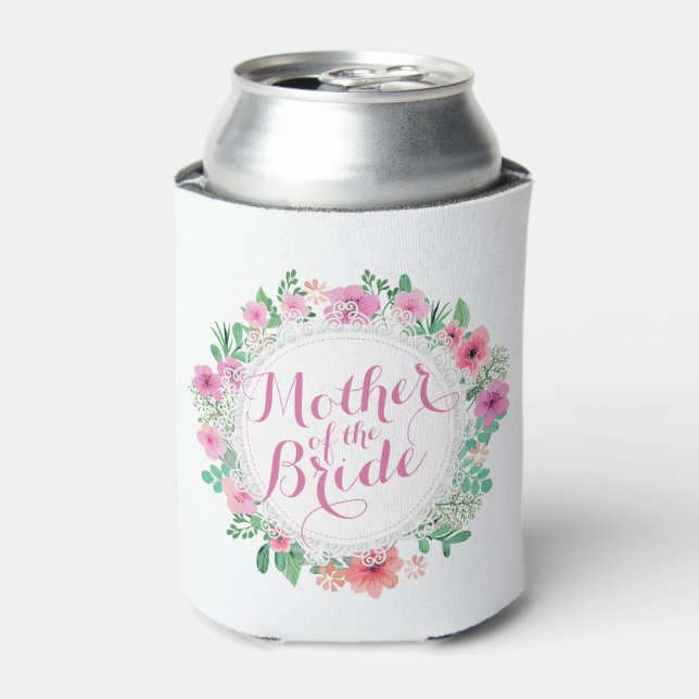 Mother of the Bride Watercolor Wedding Can Cooler (Can Front)