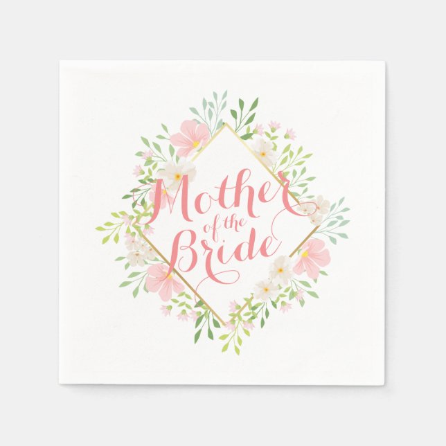 Mother of the Bride Watercolor Wedding Napkin (Front)