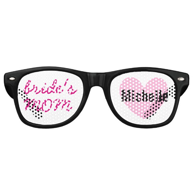 Mother of the Bride Wedding Favour Black Pink A04 Retro Sunglasses (Front)