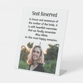 Mother Of The Bride Wedding Memorial Plaque Sign