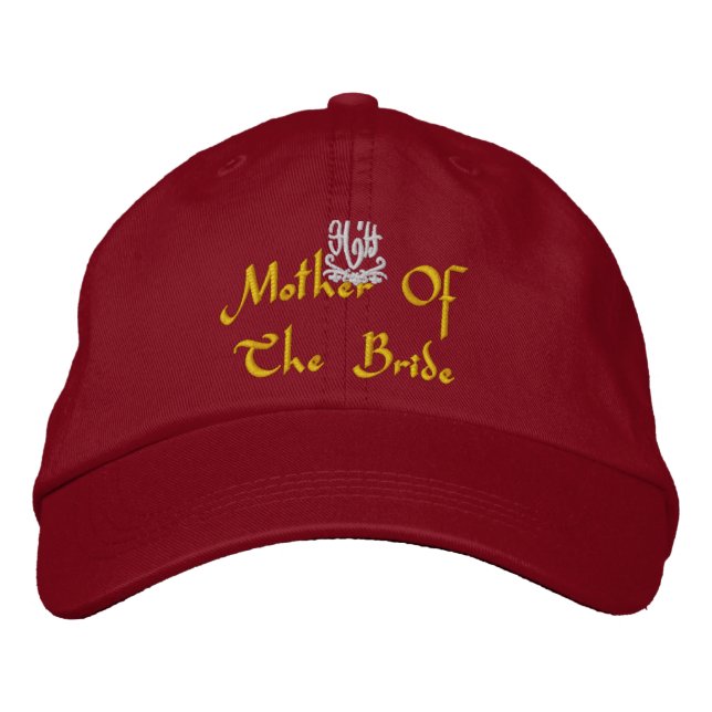 Mother Of The Bride Wedding Red Embroidered Hat (Front)
