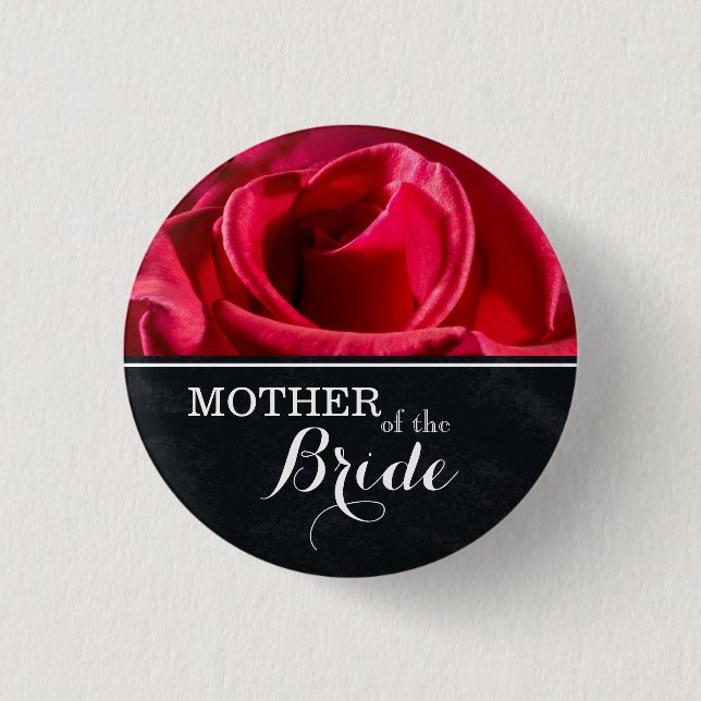 "Mother of The Bride" Wedding Red Roses 3 Cm Round Badge (Front)