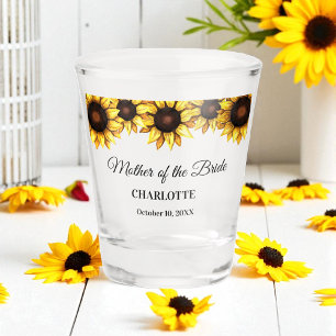 Mother of The Bride Yellow Sunflower Wedding Shot Glass
