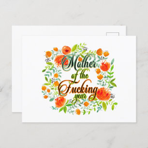 Mother of the F*cking Year Wildflower Floral Mum Postcard