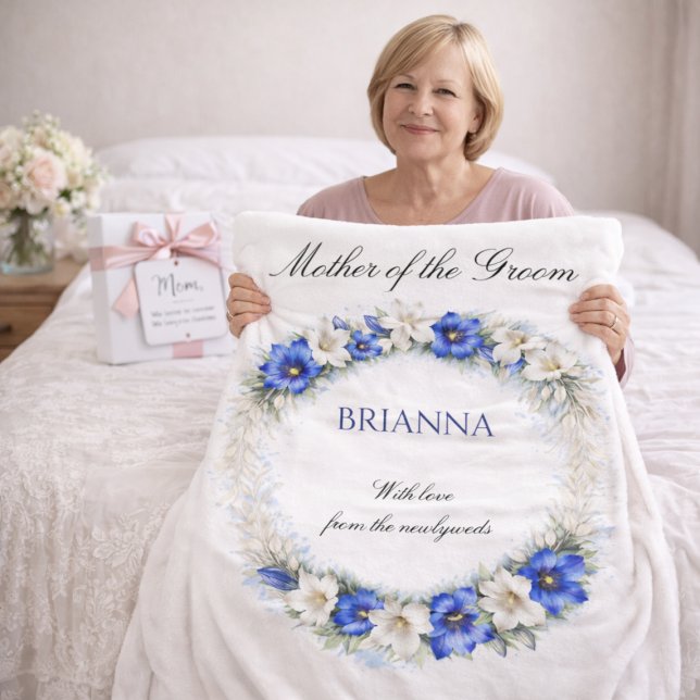 Mother of the Groom Anemone Wreath Wedding Gift  Fleece Blanket (Creator Uploaded)