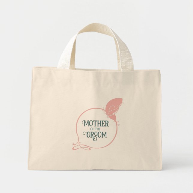 Mother of the Groom Art Nouveau Pink Butterfly Mini Tote Bag (Front)