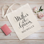 Mother of the Groom Black Personalised Wedding Tote Bag<br><div class="desc">Wedding Mother of the Groom tote bag features modern black swirling calligraphy script writing with elegant custom first name text that you can personalise. See our coordinating bridal party designs!</div>