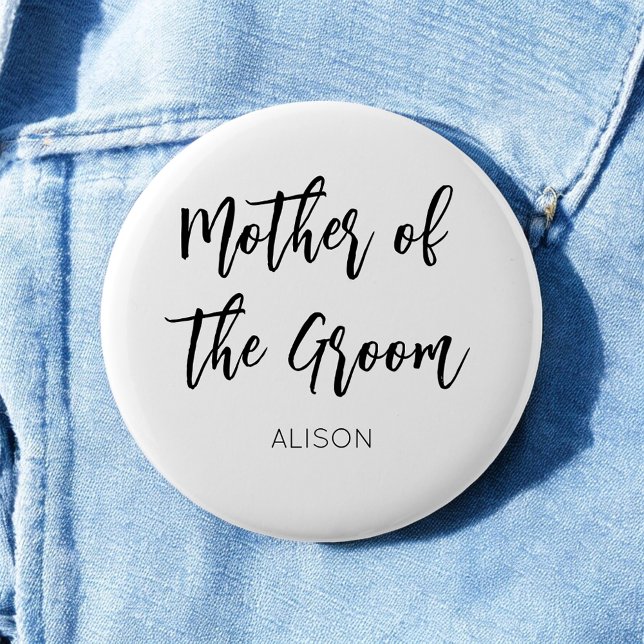 Mother of the Groom Black White Wedding Button (Creator Uploaded)