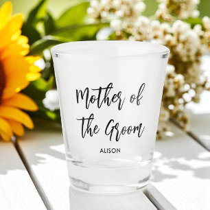 Mother of the Groom Black White Wedding Shot Glass