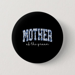Mother of The Groom Blue Floral Toile Matching 6 Cm Round Badge