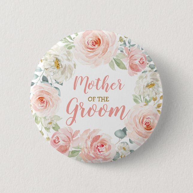 Mother of the Groom Blush Floral Wedding Favours 6 Cm Round Badge (Front)