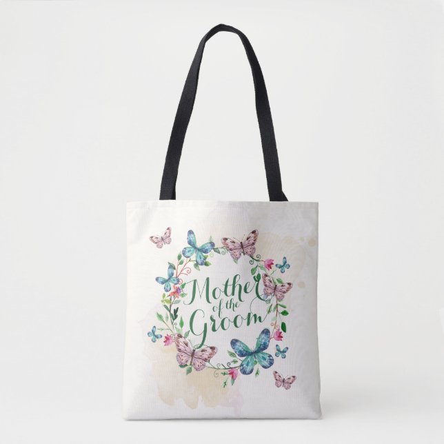 Mother of the Groom Butterfly Wreath Tote Bag (Front)