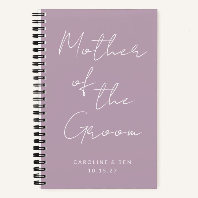 Mother of the Groom Custom Wedding Dusty Lilac Notebook (Front)