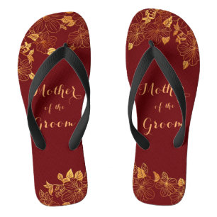 Mother of the Groom Dark Burgundy & Gold Foliage Jandals