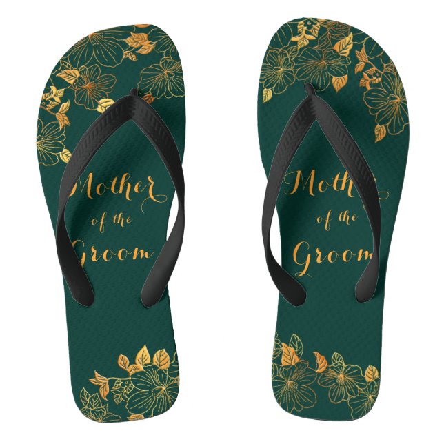 Mother of the Groom Emerald Green & Gold Foliage Jandals (Footbed)
