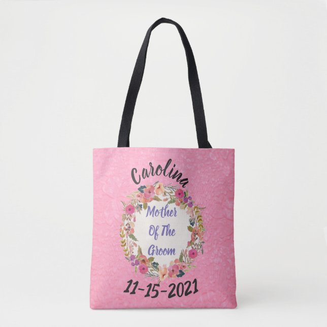 Mother-of-the-Groom Floral Wreath Design Tote Bag (Front)