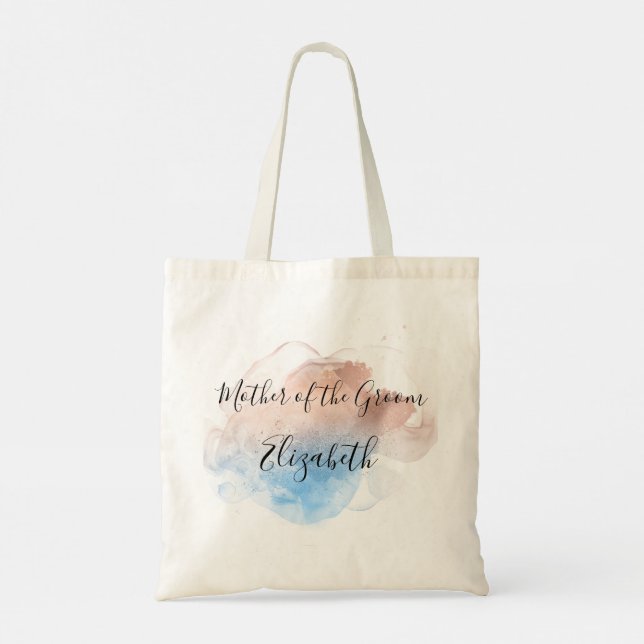 Mother of the Groom Gift Pink Blue Grey Elegant Tote Bag (Back)