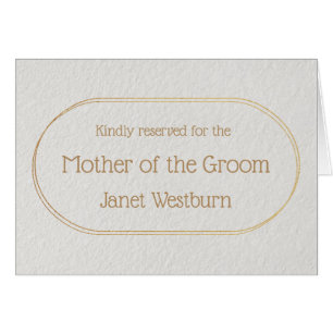 Mother of the Groom Gold and White Place Name Card