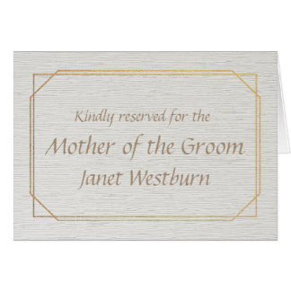 Mother of the Groom Gold and White Place Name Card