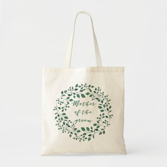 Mother of the Groom | Green Leaves Wreath Tote Bag (Front)