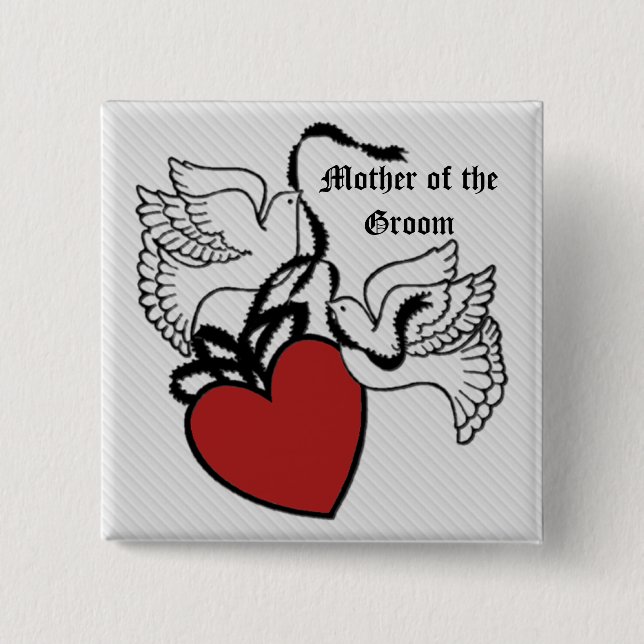 Mother Of The Groom Heart Doves Button (Front)