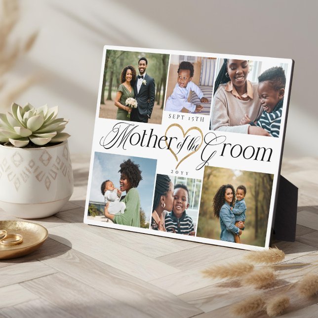 Mother of the Groom Heart Then Now Photo Collage Plaque (Mother of the Groom Heart Then Now Photo Collage Plaque)