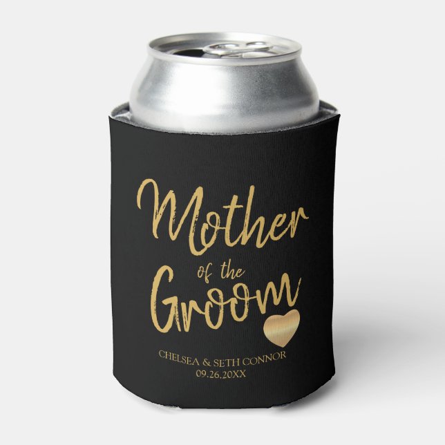 Mother of the Groom in Gold Script Can Cooler (Can Front)