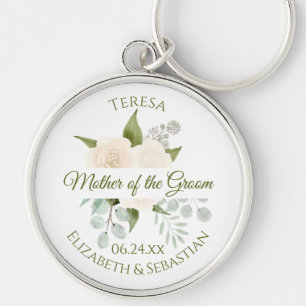 Mother of the Groom Ivory Peach Roses Wedding Key Ring