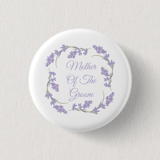 Mother of the Groom Lavender Floral Wreath  3 Cm Round Badge (Front)
