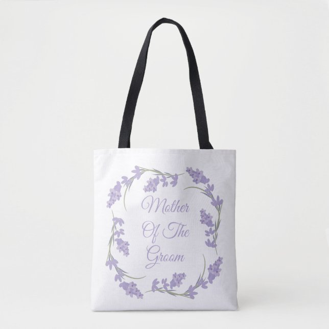 Mother of the Groom Lavender Floral Wreath  Tote Bag (Front)