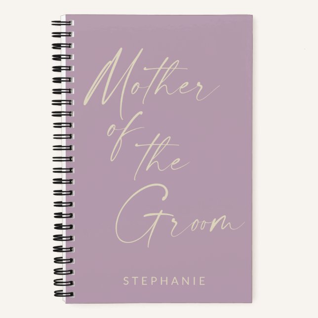 Mother of the Groom Minimalist Lilac Custom Notebook (Front)
