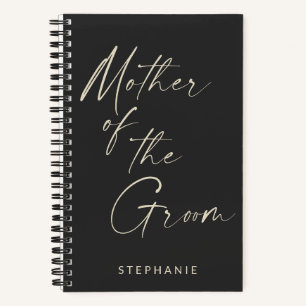 Mother of the Groom Minimalist Personalised Black Notebook