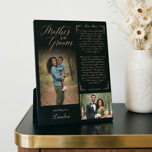 Mother of the Groom Photos Wedding Memory Keepsake Plaque (Mother of the Groom Personalized Wedding Photo Plaque)
