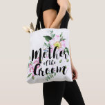 Mother of the Groom Pink Floral Watercolor Wedding Tote Bag<br><div class="desc">The design features a modern watercolor floral design with a calligraphy text.</div>