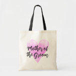 Mother of the groom pink watercolor heart wedding tote bag<br><div class="desc">Mother of the groom tote bag with vintage pink watercolor heart. Stylish water colour painting design with rustic script calligraphy typography. Cute gift idea for bride to be and bride's entourage. Personalise this mother-in-law template for brides crew / team, make one for trendy bridesmaids, maid of honour, matron of honour,...</div>