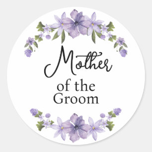 Mother of the Groom Purple Floral Wedding Classic Round Sticker