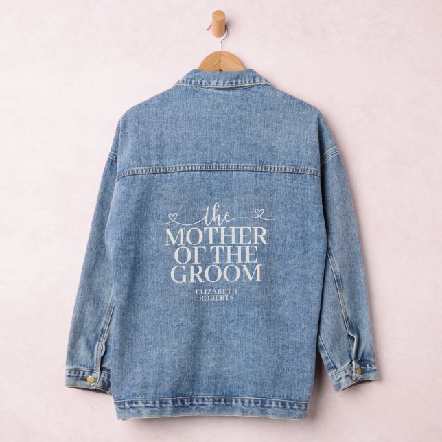Mother of the Groom Script Hearts Bold Wedding Denim Jacket (Hangar)