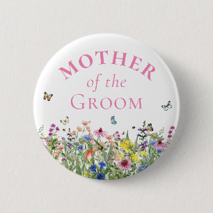 Mother of the Groom - Summer Floral & Butterflies 6 Cm Round Badge
