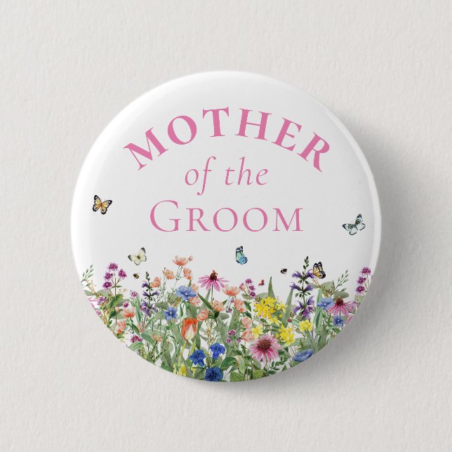 Mother of the Groom - Summer Floral & Butterflies 6 Cm Round Badge (Front)