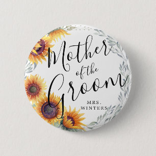 Mother of the Groom Sunflower Florals Wedding 6 Cm Round Badge