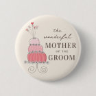 MOTHER OF THE GROOM Sweet Pink Wedding Cake Button