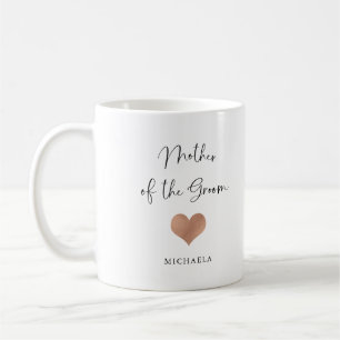Mother of the Groom   Trendy Script and Heart Coffee Mug