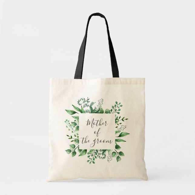 Mother of the groom. Watercolor greenery wedding Tote Bag (Front)