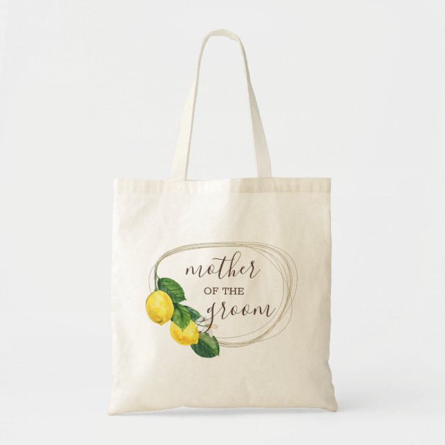 Mother of the groom. Watercolor lemon wedding Tote Bag (Front)