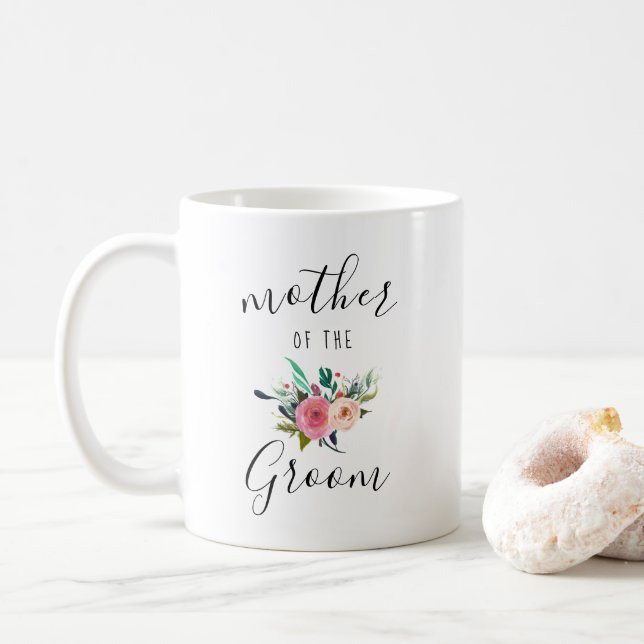 Mother of the Groom Wedding Gift Boho Floral Chic Coffee Mug (With Donut)